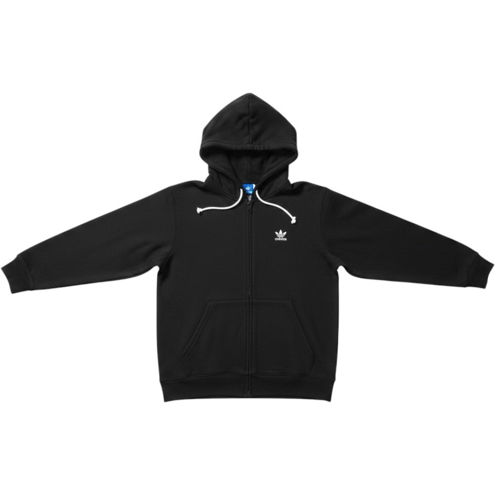 Adidas Originals Mens Trefoil Full Zip Hoodie Black Fleece Sweatshirt Size M